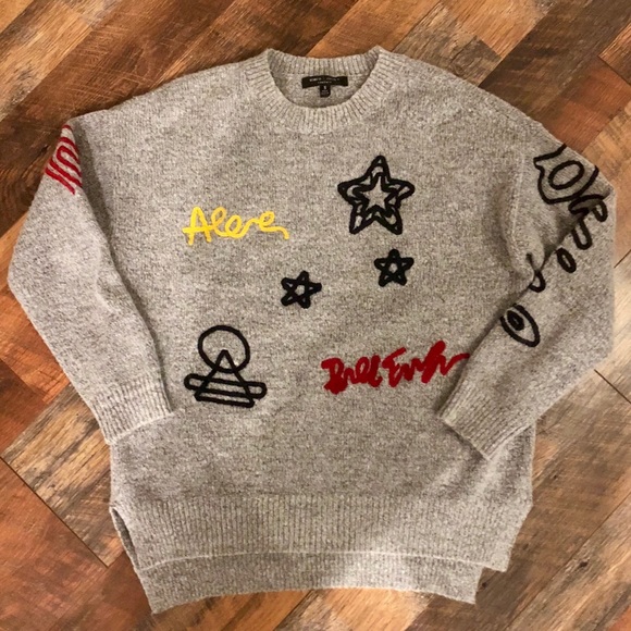 ROMEO + JULIET COUTURE Embroidered Grey Sweater - Picture 2 of 7